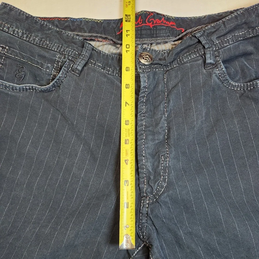 Robert Graham Jeans Mens 34x34 Black Pinstripe Straight Leg Designer Denim 34x33